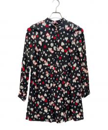 Saint Laurent Paris（サンローランパリ）の古着「ハート柄シャツワンピース」｜ブラック