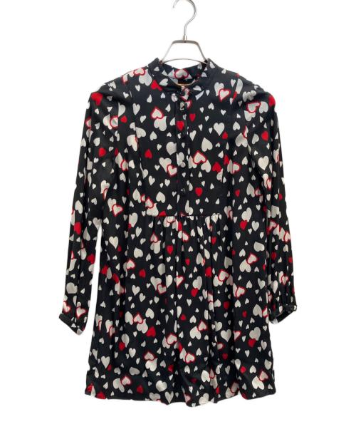Saint Laurent Paris（サンローランパリ）Saint Laurent Paris (サンローランパリ) ハート柄シャツワンピース ブラック サイズ:フリーの古着・服飾アイテム