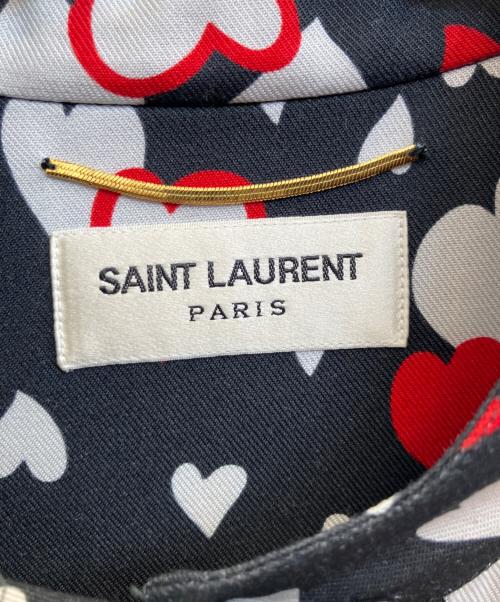 Saint Laurent Paris（サンローランパリ）Saint Laurent Paris (サンローランパリ) ハート柄シャツワンピース ブラック サイズ:フリーの古着・服飾アイテム