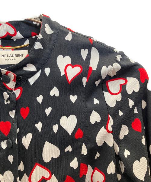 Saint Laurent Paris（サンローランパリ）Saint Laurent Paris (サンローランパリ) ハート柄シャツワンピース ブラック サイズ:フリーの古着・服飾アイテム