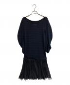 sacaiサカイ）の古着「シフォンプリーツ切替ワンピース」｜ブラック