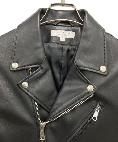 BEAUTY&YOUTH UNITED ARROWS（ビューティーアンドユースユナイテッドアローズ）BEAUTY&YOUTH UNITED ARROWS (ビューティーアンドユースユナイテッドアローズ) シープ ダブルライダースジャケット ブラック サイズ:Sの古着・服飾アイテム
