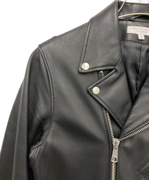 BEAUTY&YOUTH UNITED ARROWS（ビューティーアンドユースユナイテッドアローズ）BEAUTY&YOUTH UNITED ARROWS (ビューティーアンドユースユナイテッドアローズ) シープ ダブルライダースジャケット ブラック サイズ:Sの古着・服飾アイテム