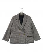 Mila Owenミラオーウェン）の古着「金釦チェックダブルブレザージャケット」｜ホワイト×ブラック