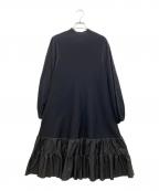 ANAYIアナイ）の古着「ニットタフタティアード ワンピース」｜ブラック