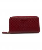 GUCCIグッチ）の古着「マイクログッチシマラウンドファスナーロングウォレット」｜レッド