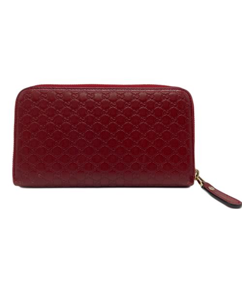 GUCCI（グッチ）GUCCI (グッチ) マイクログッチシマラウンドファスナーロングウォレット レッドの古着・服飾アイテム