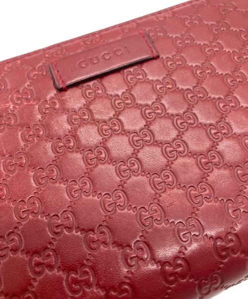 GUCCI（グッチ）GUCCI (グッチ) マイクログッチシマラウンドファスナーロングウォレット レッドの古着・服飾アイテム