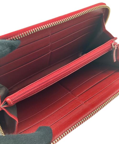 GUCCI（グッチ）GUCCI (グッチ) マイクログッチシマラウンドファスナーロングウォレット レッドの古着・服飾アイテム