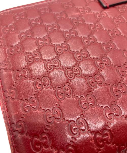 GUCCI（グッチ）GUCCI (グッチ) マイクログッチシマラウンドファスナーロングウォレット レッドの古着・服飾アイテム