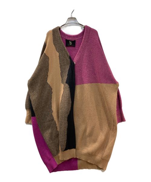 OSMOSIS（オズモーシス）OSMOSIS (オズモーシス) カラーブロックニットカーディガン マルチカラー サイズ:oneの古着・服飾アイテム