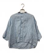 MACPHEEマカフィー）の古着「リネンシャーティング クロップドシャツ」｜ブルー