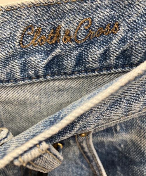 CLOTH&CROSS（クロスアンドクロス）CLOTH&CROSS (クロスアンドクロス) 裾フリンジカーブデニムパンツ ブルー サイズ:Ｓの古着・服飾アイテム