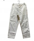 homspunホームスパン）の古着「コットンウェザー前後配色パンツ」｜ホワイト×ベージュ