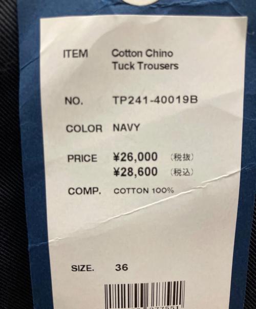 TapWater（タップウォーター）TapWater (タップウォーター) Cotton Chino Tuck Trousers ネイビー サイズ:36の古着・服飾アイテム