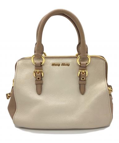 週末お値下げ中　miu miu ベージュ ハンドバッグ 中古・古着通販】MIU MIU (ミュウミュウ) バッグ ベージュ｜ブランド