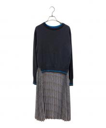 DES PRES（デ プレ）の古着「テンセルウールプリント クルーネックワンピース」｜グレー