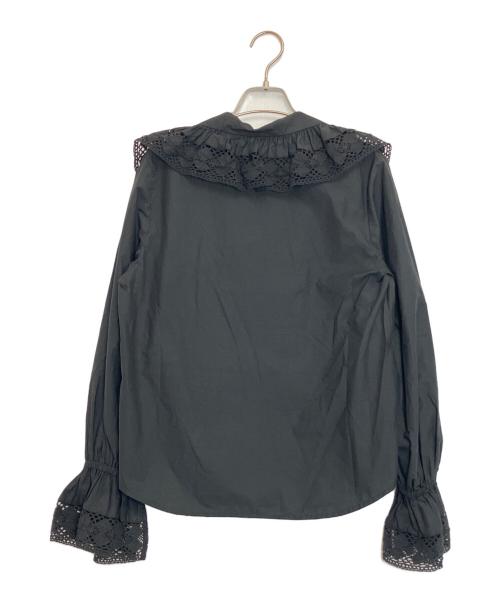 sara mallika（サラマリカ）sara mallika (サラマリカ) VOLUME LACE COLLOR TOP ブラック サイズ:Free 未使用品の古着・服飾アイテム