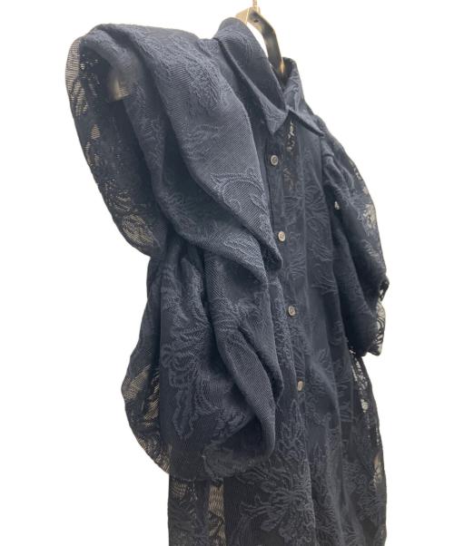 eimy istoire（エイミーイストワール）eimy istoire (エイミーイストワール) Lavinia Laceラッフルパフブラウス ネイビー サイズ:SIZE FREEの古着・服飾アイテム