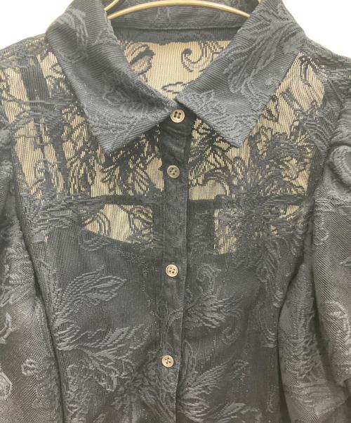 eimy istoire（エイミーイストワール）eimy istoire (エイミーイストワール) Lavinia Laceラッフルパフブラウス ネイビー サイズ:SIZE FREEの古着・服飾アイテム