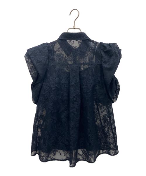 eimy istoire（エイミーイストワール）eimy istoire (エイミーイストワール) Lavinia Laceラッフルパフブラウス ネイビー サイズ:SIZE FREEの古着・服飾アイテム