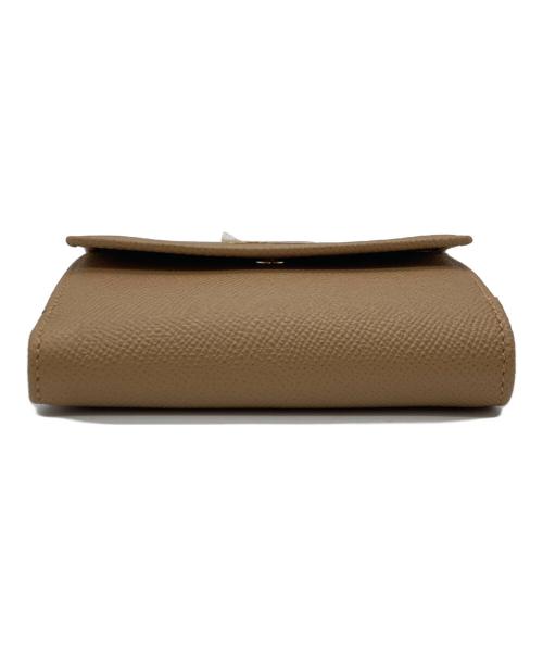 Salvatore Ferragamo（サルヴァトーレ フェラガモ）Salvatore Ferragamo (サルヴァトーレ フェラガモ) ダブルガンチーニ レザーコンパクトウォレット ベージュの古着・服飾アイテム