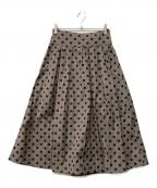 La boutique BonBonラブティックボンボン）の古着「ドットジャガードバックレースアップスカート」｜ブラウン