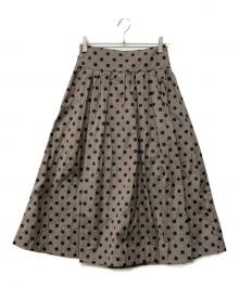 La boutique BonBon（ラブティックボンボン）の古着「ドットジャガードバックレースアップスカート」｜ブラウン