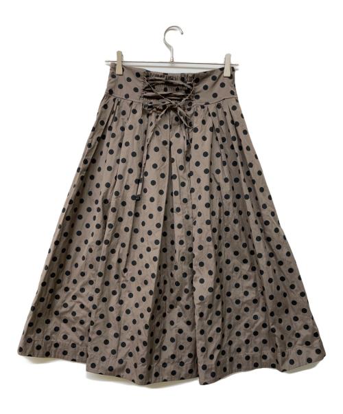 La boutique BonBon（ラブティックボンボン）La boutique BonBon (ラブティックボンボン) ドットジャガードバックレースアップスカート ブラウン サイズ:SPの古着・服飾アイテム