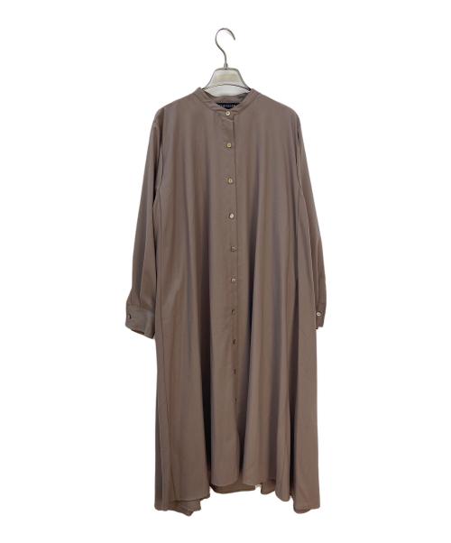 mizuiro-ind（ミズイロインド）mizuiro-ind (ミズイロインド) スタンドカラーフレアシャツワンピース ブラウン サイズ:FREEの古着・服飾アイテム
