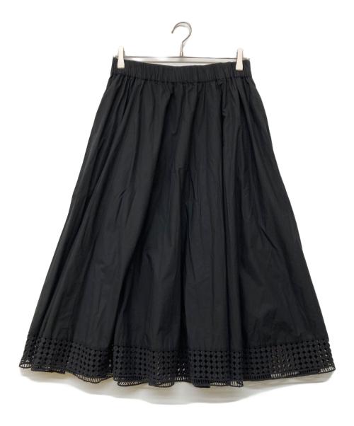 utilite（ユティリテ）utilite (ユティリテ) 裾レースロングフレアスカート ブラック サイズ:Freeの古着・服飾アイテム