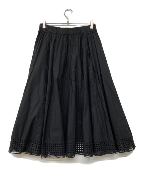 utilite（ユティリテ）utilite (ユティリテ) 裾レースロングフレアスカート ブラック サイズ:Freeの古着・服飾アイテム
