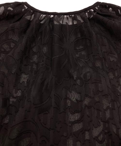 ROPE（ロペ）ROPE (ロペ) フラワーカットジャガードシアーブラウス ブラック サイズ:38の古着・服飾アイテム