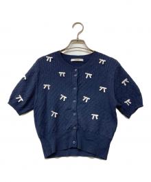 Snidel（スナイデル）の古着「24SS ハーフスリーブリボンカーディガン」｜ネイビー