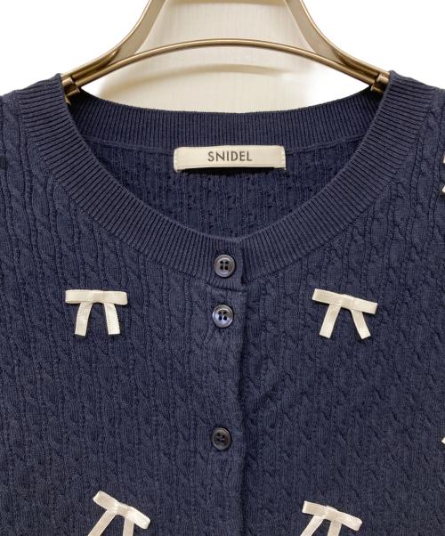 Snidel（スナイデル）Snidel (スナイデル) 24SS ハーフスリーブリボンカーディガン ネイビー サイズ:Freeの古着・服飾アイテム