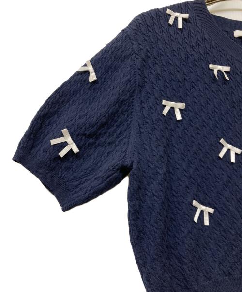 Snidel（スナイデル）Snidel (スナイデル) 24SS ハーフスリーブリボンカーディガン ネイビー サイズ:Freeの古着・服飾アイテム