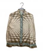 HERMESエルメス）の古着「メドールボタンシルクシャツ」｜ベージュ