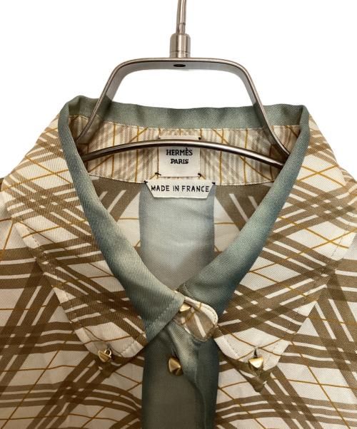 HERMES（エルメス）HERMES (エルメス) メドールボタンシルクシャツ ベージュ サイズ:34の古着・服飾アイテム