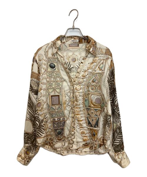 HERMES（エルメス）HERMES (エルメス) ジュエリープリントシルクシャツ ベージュ サイズ:34の古着・服飾アイテム