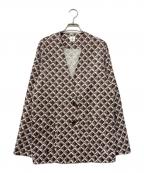 6(ROKU) BEAUTY&YOUTHロク ビューティーアンドユース）の古着「SQUARE PRINT SHIRT JACKET」｜ブラウン