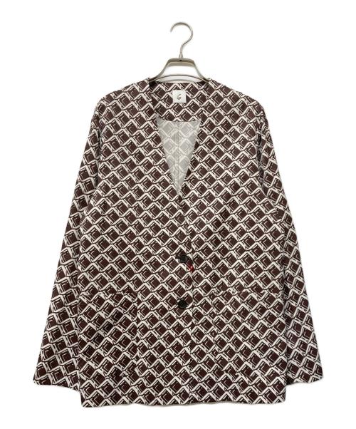 6(ROKU) BEAUTY&YOUTH（ロク ビューティーアンドユース）6(ROKU) BEAUTY&YOUTH (ロク ビューティーアンドユース) SQUARE PRINT SHIRT JACKET ブラウン サイズ:38の古着・服飾アイテム