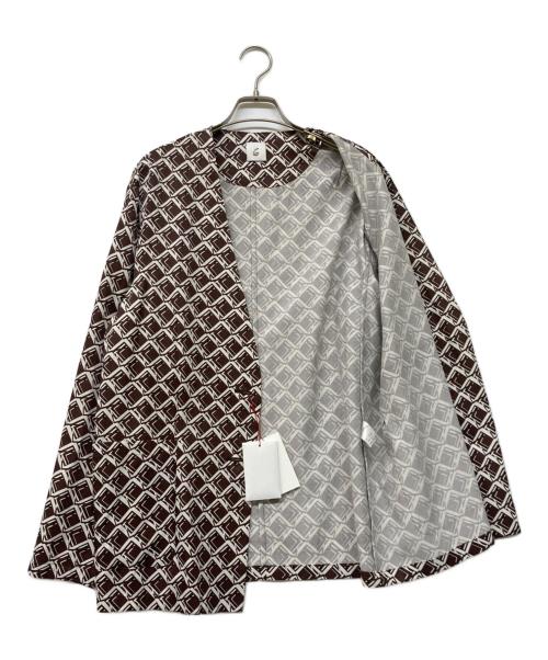 6(ROKU) BEAUTY&YOUTH（ロク ビューティーアンドユース）6(ROKU) BEAUTY&YOUTH (ロク ビューティーアンドユース) SQUARE PRINT SHIRT JACKET ブラウン サイズ:38の古着・服飾アイテム