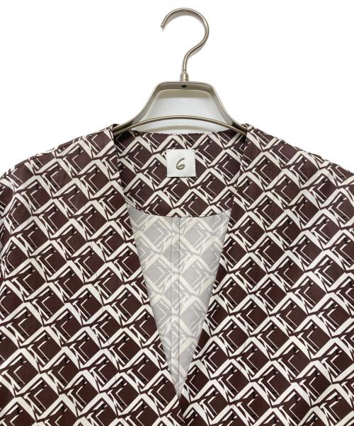 6(ROKU) BEAUTY&YOUTH（ロク ビューティーアンドユース）6(ROKU) BEAUTY&YOUTH (ロク ビューティーアンドユース) SQUARE PRINT SHIRT JACKET ブラウン サイズ:38の古着・服飾アイテム