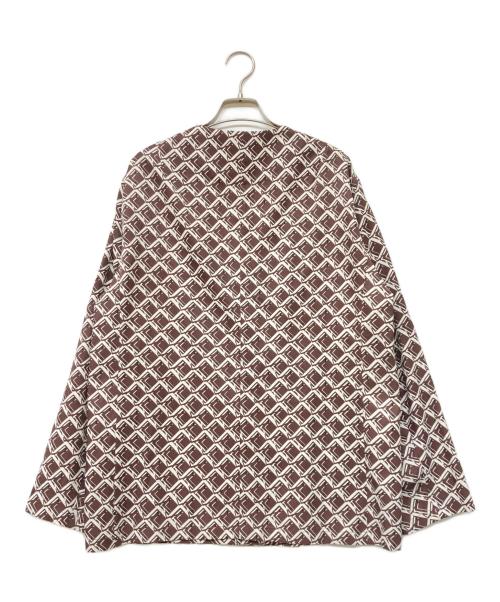 6(ROKU) BEAUTY&YOUTH（ロク ビューティーアンドユース）6(ROKU) BEAUTY&YOUTH (ロク ビューティーアンドユース) SQUARE PRINT SHIRT JACKET ブラウン サイズ:38の古着・服飾アイテム