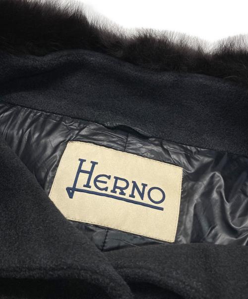 HERNO（ヘルノ）HERNO (ヘルノ) アンゴラシルク混コート ネイビー サイズ:SIZE 42の古着・服飾アイテム