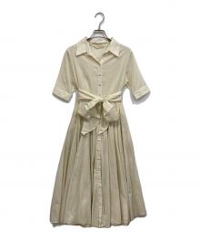 JENNE（ジェンヌ）の古着「オードリールック 半袖フレアシャツワンピース」｜ベージュ