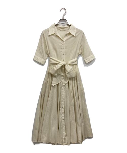 JENNE（ジェンヌ）JENNE (ジェンヌ) オードリールック 半袖フレアシャツワンピース ベージュ サイズ:Sの古着・服飾アイテム