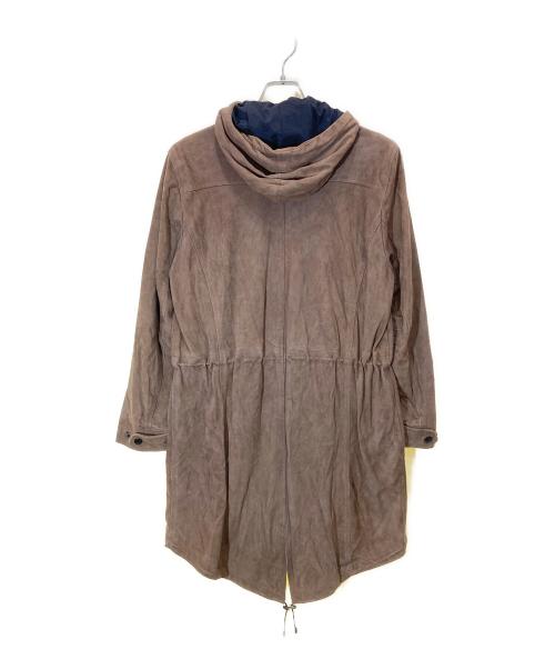 EMMETI（エンメティ）EMMETI (エンメティ) ゴートスキンスエードモッズコート ブラウン サイズ:44の古着・服飾アイテム