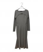 Nobleノーブル）の古着「デコルテオープンニットワンピース」｜グレー