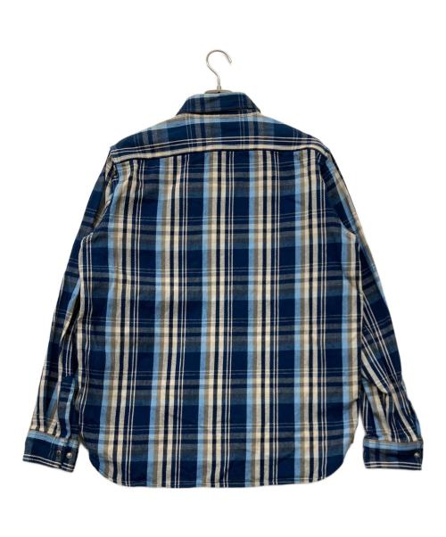 A BATHING APE（ア ベイシング エイプ）A BATHING APE (ア ベイシング エイプ) ヘビーコットンチェックシャツ ブルー サイズ:Lの古着・服飾アイテム